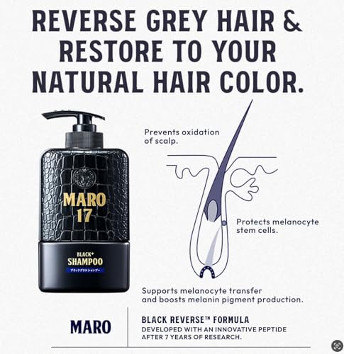 MARO17 Black+ Shampoo & Collagen Shot Set - Anti-Gray Hair Reversal Duo
