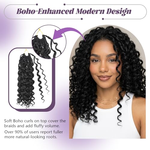8 Packs Prelooped Boho Gogo Curl Crochet Hair(14 Inch,1B#)