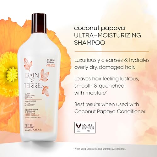 Shampoo & Conditioner Set - Coconut Papaya Hydrating Deep Moisture for Dry Hair - 13.5 Fl Oz - Vegan & Paraben-Free