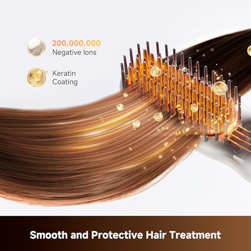 Cordless Hair Straightening Brush with Ionic & Keratin Care, Rechargeable Heated Styling Tool