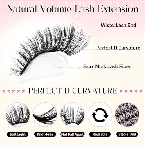 GEMERRY Lash Clusters 30D 40D 50D 60D 80D 100D Eyelashes Clusters Extensions 8-16mm Individual Lashes D Curl Fluffy Wispy False Eyelashes Cluster Lashe DIY Cluster for Beginners