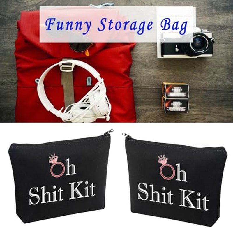 LEVLO Funny Bachelorette Kit Bags Bridal Shower Gift Oh Shit Kit Makeup Bag 2025 Wedding Party Cosmetic Bag Bridesmaid Makeup Pouch (Oh Shit Kit-balck)