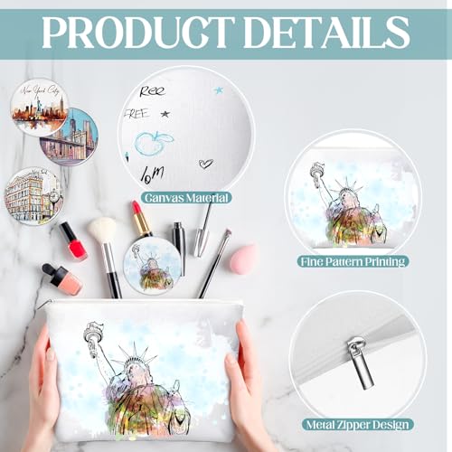 18 Set New York Souvenirs Gifts Include City Cosmetic Bag Bulk New York Makeup Bag Nyc Souvenirs from USA Makeup Mirrors for Women Traveler Birthday Party Favors Trip Journey Gifts