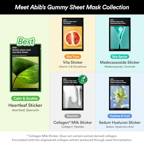 Abib Gummy Sheet Mask Heartleaf Soothing Face Mask - 10 Sheets for Sensitive Skin