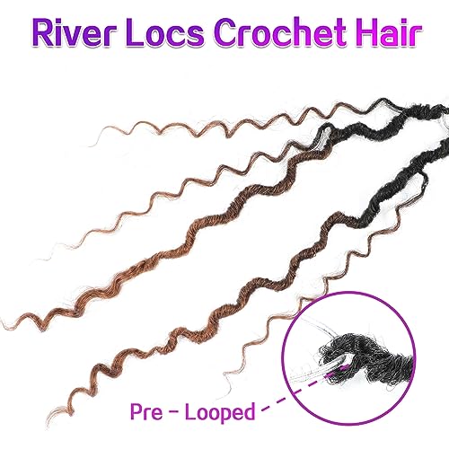 Pre-Looped Goddess Locs Crochet Hair 22 Inch - 8 Packs, 1B/4/30, Bohemian Style for Black Women