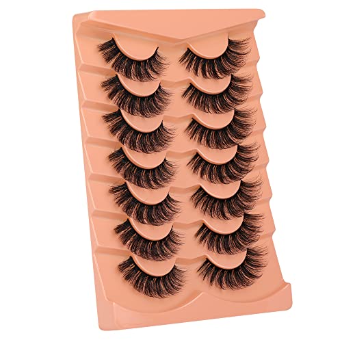 JIMIRE Mink Lashes 18MM Fluffy 6D Wispy False Eyelashes Volume Thick Dramatic Fake Lashes Natural Look Like Eyelash Extensions Pesta?as 7 Pairs Pack