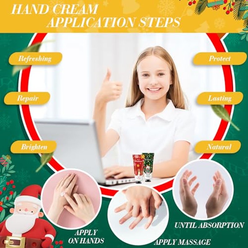 36 Set Christmas Hand Lotion Gift Bulk Christmas Hand Cream Travel Size Xmas Stocking Stuffers Holiday Mini Lotion with Organza Bag Greeting Card Party Supplies for Employee Coworkers Gifts