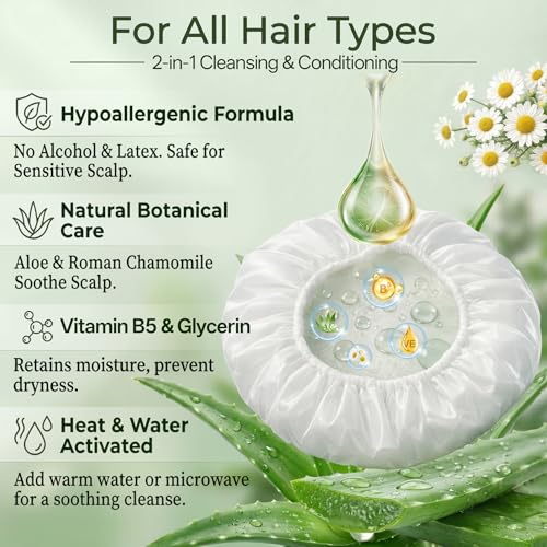 Rinse-Free Shampoo Caps Pack for Bedridden & Travel - No Rinse Hair Wash
