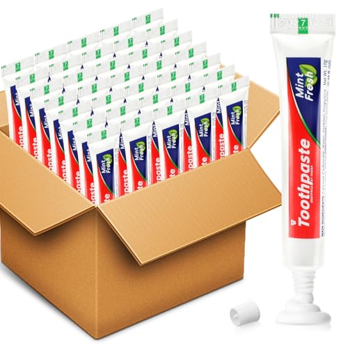 100 Pack Travel Size Toothpaste - Mini 0.8x3.5 Inch Peppermint Disposable Tubes