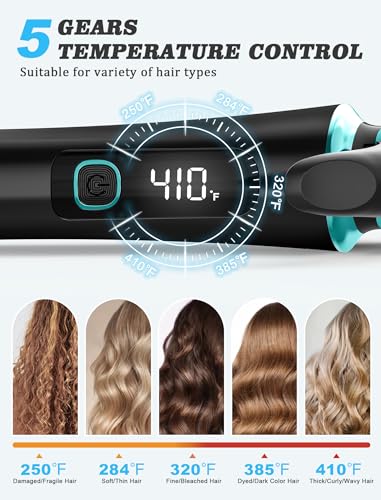 Casavok 1 Inch Blue Mini Travel Curling Iron - Dual Voltage with European Plug Adapter