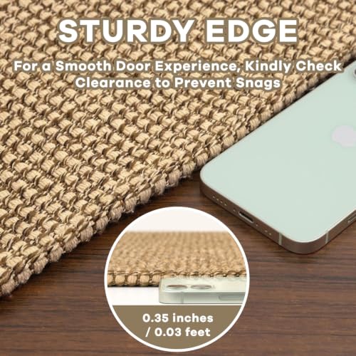 Earthall Woven Area Rug 5x7 Ft Washable Non Slip Living Room Carpet - Orange/Tan/Brown