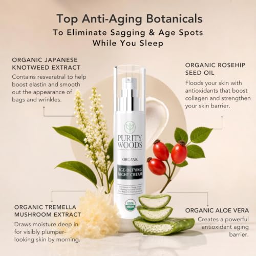 Organic Anti-Aging Night Cream for Mature Skin - Hydrating & Firming