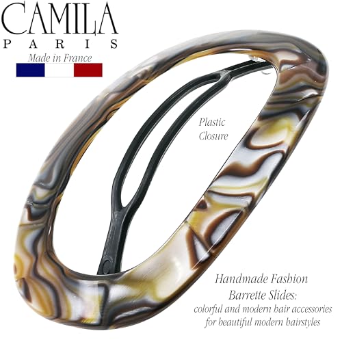 French Hair Barrette Clip Onyx 3x3 Inch Handcrafted Metal-Free Closure