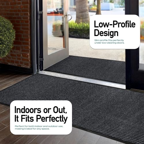 Heavy Duty Rubber Door Mat 8x4 Feet Indoor Outdoor Waterproof Entryway Charcoal