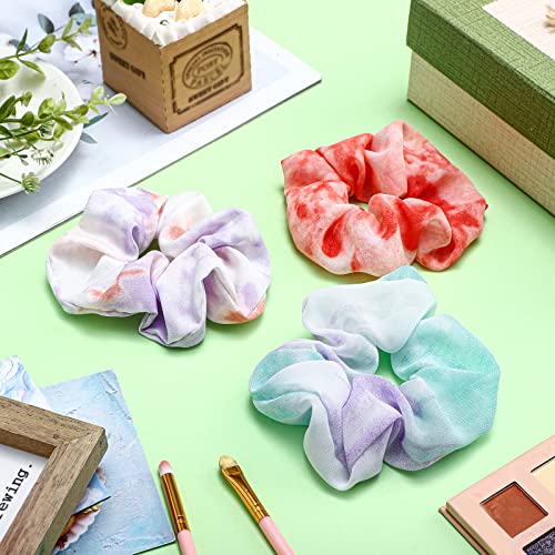 White Cotton Tie Dye Hair Scrunchies & Headbands Bulk Kit - 65 Pcs for DIY & Craft