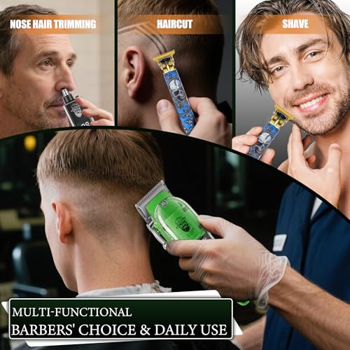 Hair Clippers for Men, Professional Cordless Rechargeable Transparent Plastic Clipper Set, Electric Trimmer for Men, Nose and Ear Hair Trimmer with Comb, Wrap, Bag, Men's Birthday Christmas Gifts