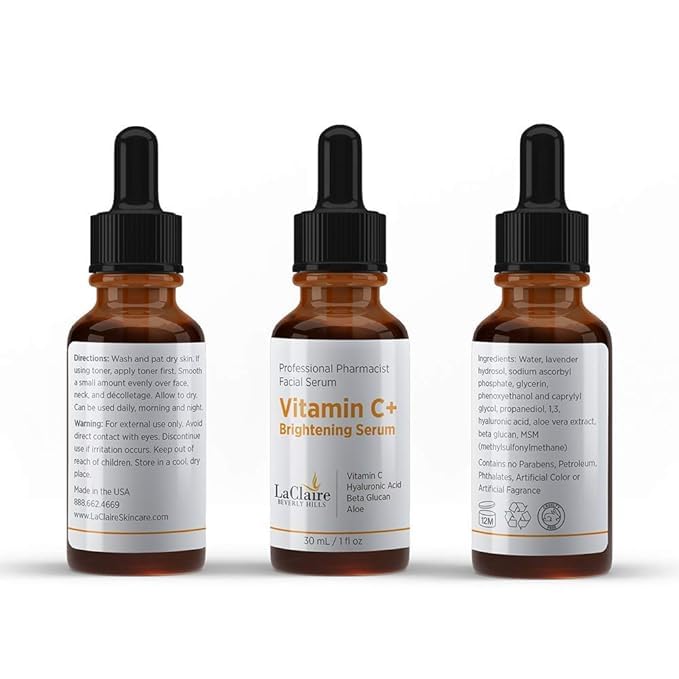 Vitamin C Serum 3-Pack with Hyaluronic Acid - Brightening Face Serum, 1 Fl Oz Each