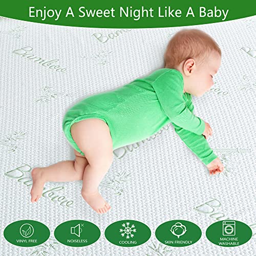 Split King Mattress Protector with Deep Pocket, Cooling Bamboo Waterproof Cover for Adjustable Bed - 6-18 Inch