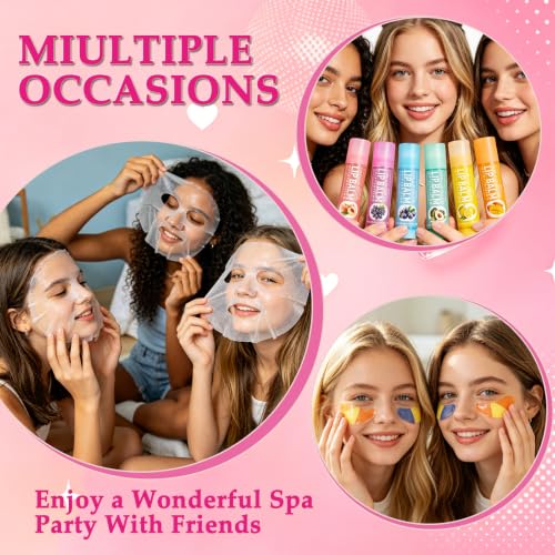 Spa Party Supplies Kit for Girls - 120-Piece Sleepover Beauty Set with Masks, Eye Patches & Lip Balms