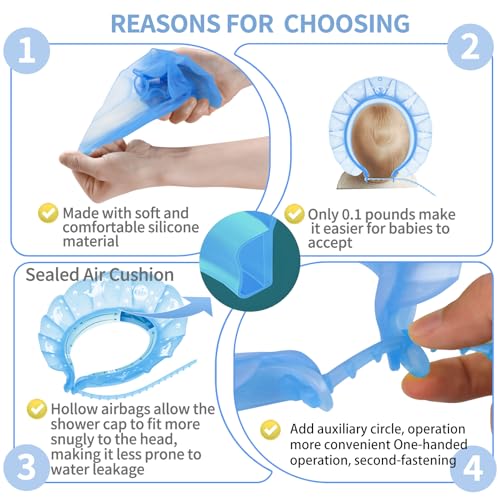 Baby Bath Visor Silicone Shower Cap - Leak-Proof, Adjustable & Tear-Free Fit for 24+ Months