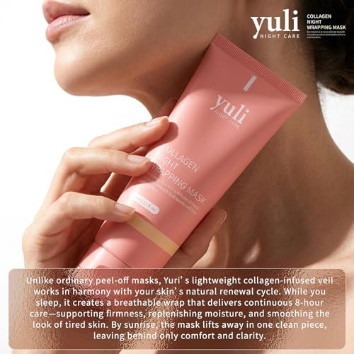 YULI Collagen Overnight Wrapping Peel Off Face Mask, Yuri Overnight Collagen Face Mask Easy Peel Off Facial Mask Skin Care Night Mask