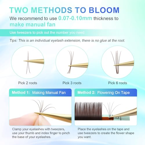NAGARAKU Dark Brown Color Individual Eyelash Extensions Classic Lashes Faux Mink Soft False Eye Lashes Supplies 20 Rows(0.07mm C curl 10mm)