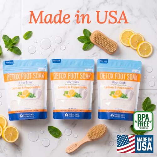 Detox Foot Soak 3 Pack Bundle - 32 Ounces Epsom Salt Foot Spa Soothing Soaks