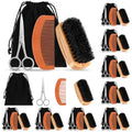 Rectangle Beard Brush & Comb Grooming Set - 10 Pieces
