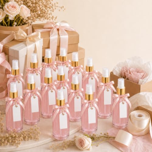 10PCS 4oz Glass Spray Bottles - Refillable Travel Fine Mist Containers (Pink, Gold)