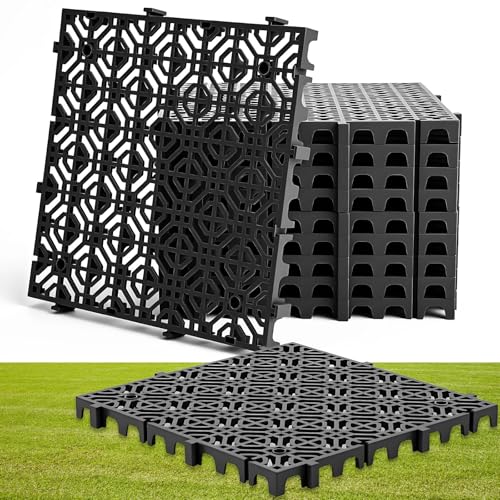 Wesnoy 10 Pcs Ground Protection Mats 15.7x15.7 in Interlocking Heavy Duty Lawn Grids