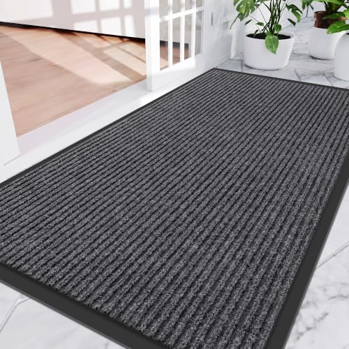 Amyracel 3'x6' Heavy Duty Waterproof Indoor Outdoor Doormat - Grey Double Stripe