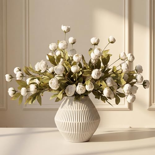 Artificial Peony Flowers for Vase Decor - White, 12 Stems, 27" Long