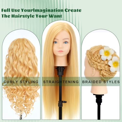 Mannequin Head with 50% Real & Synthetic Hair - Bleach Blonde 28In - Practice & Styling