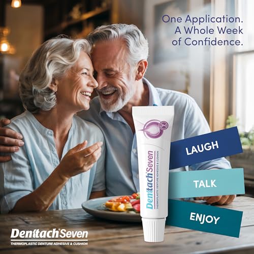 DENTTACH Seven Denture Adhesive Thermoplastic Cushion & Reliner (2) – Zinc-Free, Up to 7 Days