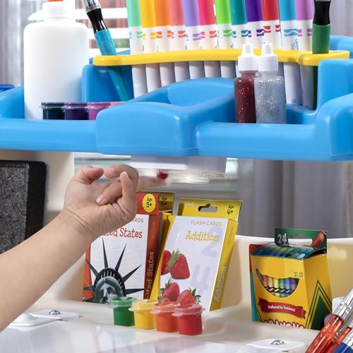 Kids Art & Craft Desk with Chair Set, Toddler Activity Table, Durable Plastic