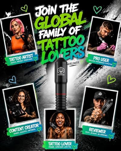 UPTATSUPPLY Poseidon Wireless Tattoo Pen Kit Black with 40 Cartridges