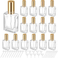 15 Pack 30ml Glass Square Perfume Bottles with Gold Caps - Reusable Travel Containers