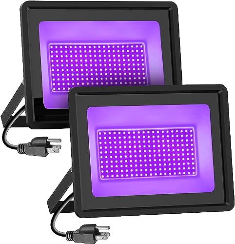 300W Black Light Flood Light 2 Pack IP66 Waterproof Neon Party & Halloween