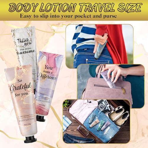 72pcs Mini Body Lotion Bulk Employee Appreciation Gifts for Coworker Teachers Valentines Day Inspirational Travel Size Dry Skin Hand Cream Lotion for Staff Team Women Men