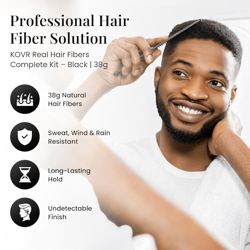 Black 9.5 Ounce Hair Fibers Kit for Thicker Hair with Spray & Applicator