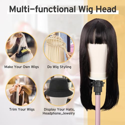 Klvied Rose Golden Wig Mannequin Stand with Head - 22.4 Inch Desktop Display