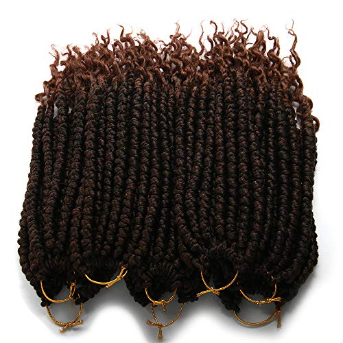 ROSESSEA Passion Twist Crochet Hair Ombre Brown 12 Inch Short Spring Curly Ends