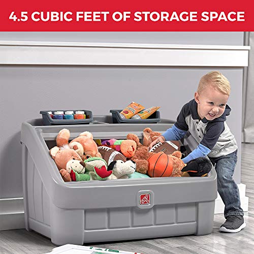 Kids 2-in-1 Toy Storage Chest & Art Easel - Gray