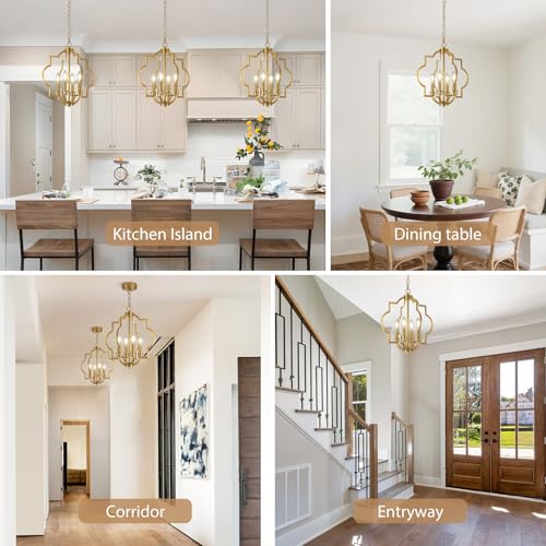 15.6 Inch Brushed Gold Geometric Pendant Light - Farmhouse Chandelier