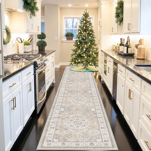 3' x 16' Washable Hallway Runner Rug Beige Non-Slip Indoor Floor Mat