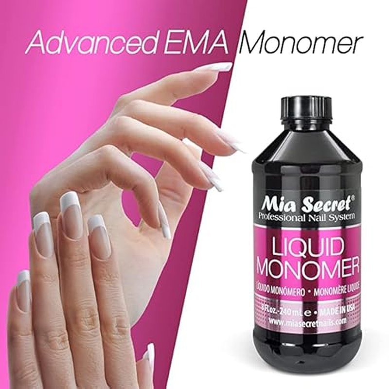 16 oz Mia Secret Liquid Monomer - Professional Acrylic Nail Liquid for Acrylic Powder - EMA monomer