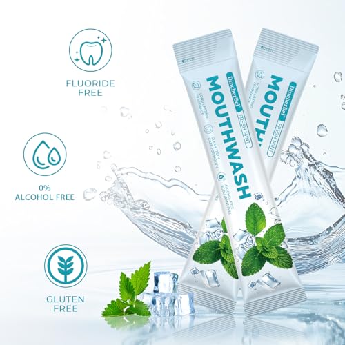 Travel Mint Mouthwash Packets - 60 Portable Fresh Breath, 0.63oz Each - Variation: Mint / 0.01 Fl Oz