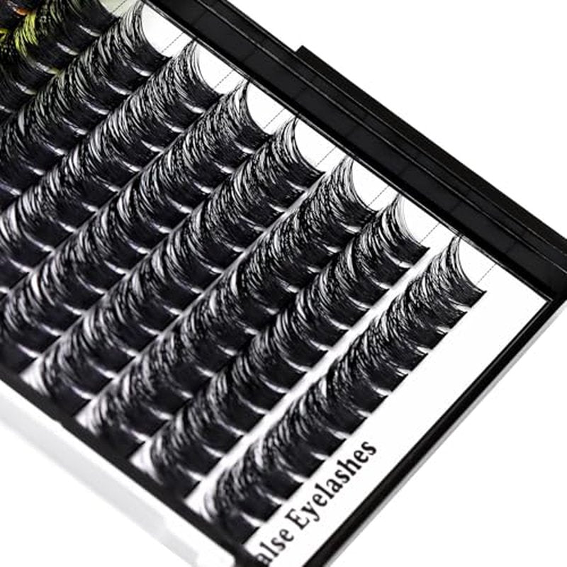 Large Pack Wide Stem Cluster Eyelashes D Curl 10-20mm Available Handmade D Curl Wide Stem Individual False Eyelashes 5D Volume DIY Eye Lashes Extensions Beauty Tools (12mm)