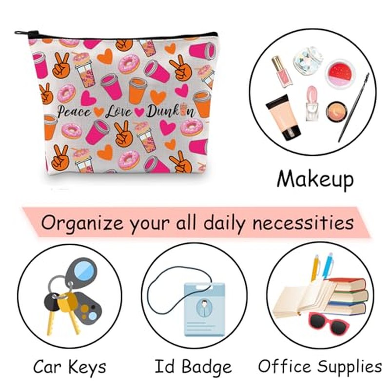 JXGZSO Peace Love Donut Junkie Shopping Bag Coffee Donuts Lover Gift Coffee Cosmetic Bag (Peace Love Drink Bag)
