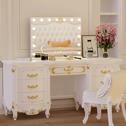 Hollywood Vanity Mirror, 15 Led Bulbs£¬3 Color Lights£¬Beautiful Make Up Lighted Mirror, Aluminum Metal Frame£¨23" x 18"£©